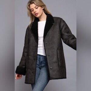 Women's Oversized Black Shearling Coat